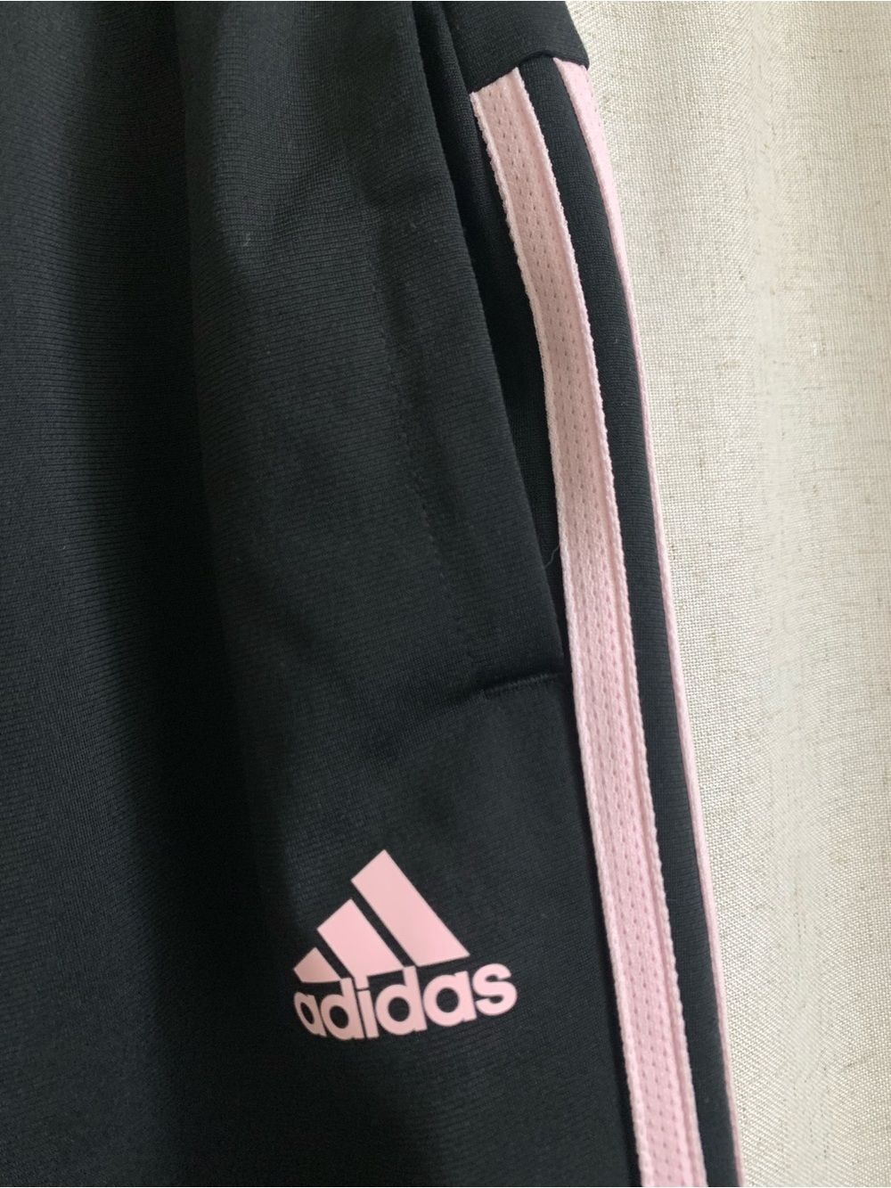 adidas Black Track Pants Light Pink Side Slash Pockets M - Picture 3 of 8